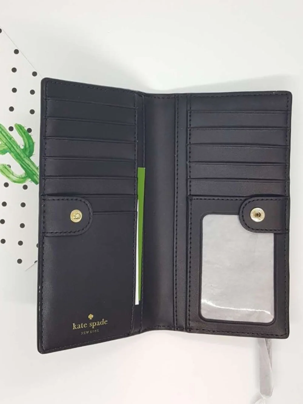 NEW Kate Spade Bay Street Stacy Black Leather Wallet  WLRU2642  Msrp $198